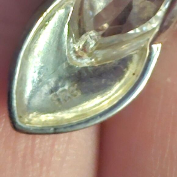 Vintage Sterling Silver 925 Double Teardrop Italy Sparkling Pendant Necklace - Picture 3 of 9